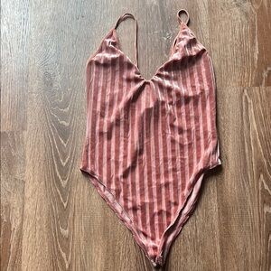 Forever 21 Blush and White Striped Bodysuit